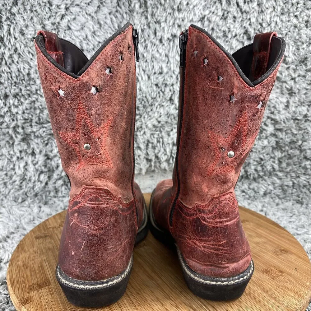 Smoky Mountain Leather Cowboy Boots Youth 2.5 D Square Toe 3477C